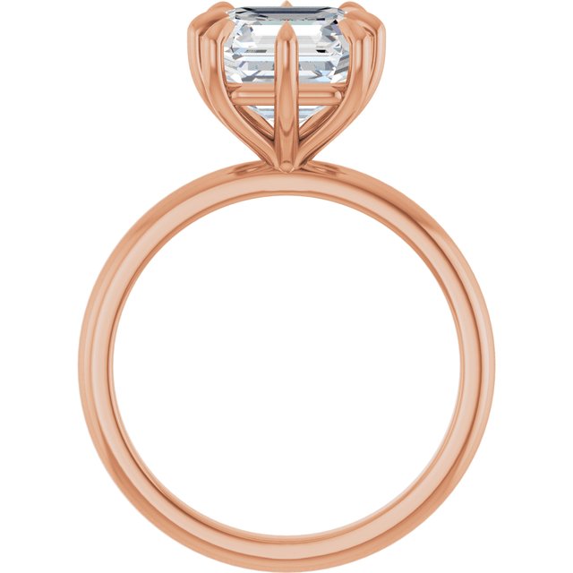 CATALINA Solitaire Asscher Engagement Ring with Talon Claws - 18K Rose Gold - View 2