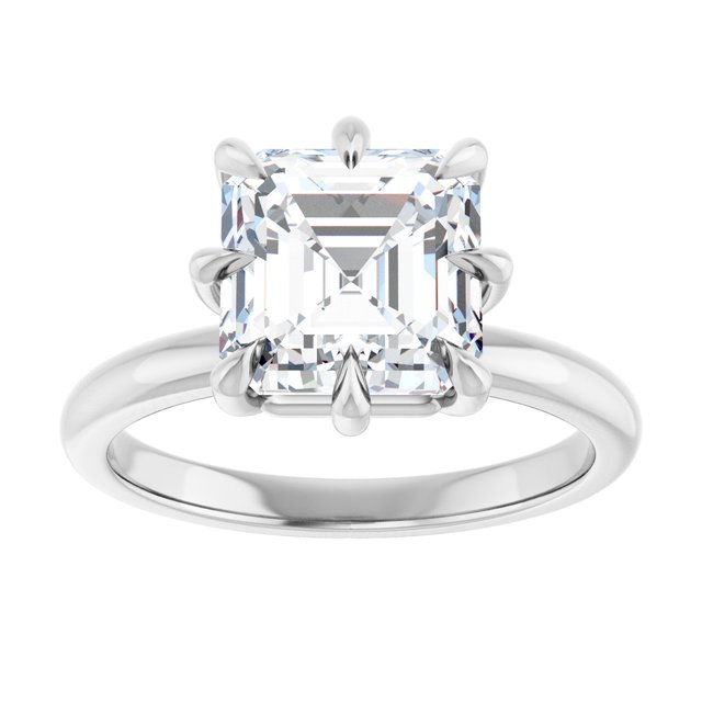 CATALINA Solitaire Asscher Engagement Ring with Talon Claws - Platinum - View 3