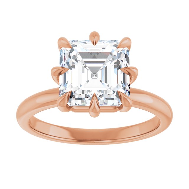 CATALINA Solitaire Asscher Engagement Ring with Talon Claws - 18K Rose Gold - View 3