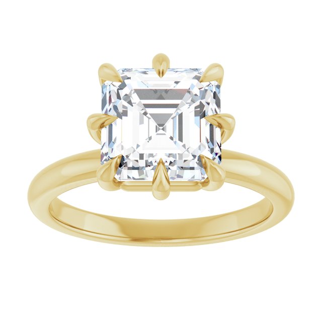 CATALINA Solitaire Asscher Engagement Ring with Talon Claws - 18K Yellow Gold - View 3