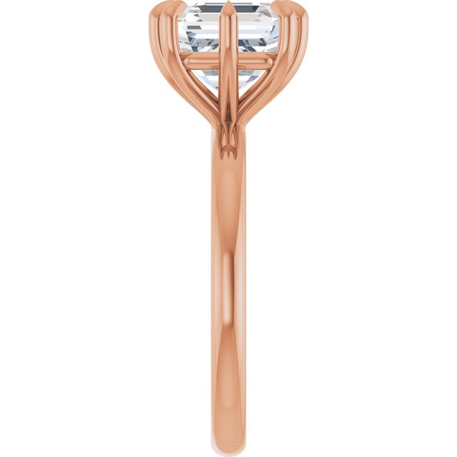 CATALINA Solitaire Asscher Engagement Ring with Talon Claws - 18K Rose Gold - View 4
