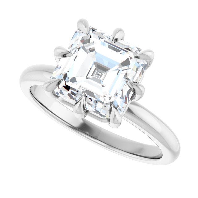 CATALINA Solitaire Asscher Engagement Ring with Talon Claws - Platinum - View 5