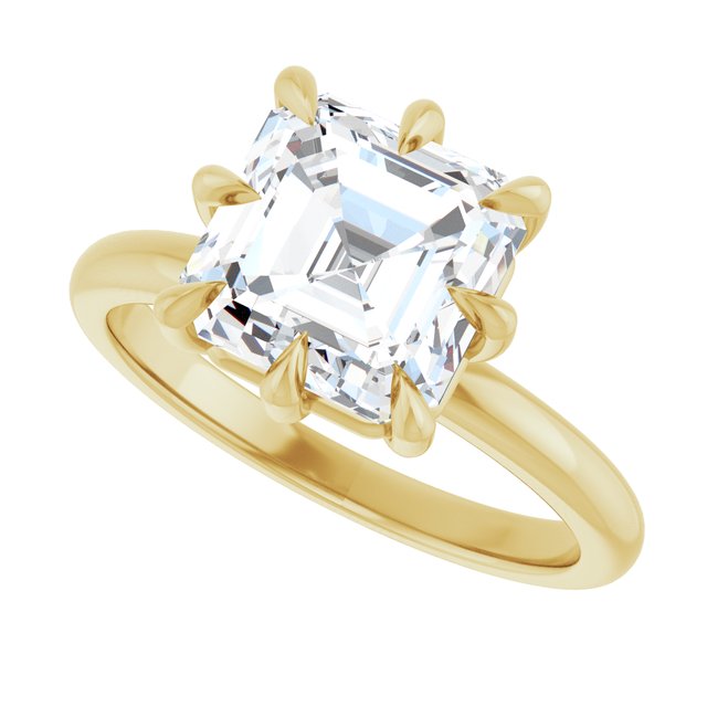 CATALINA Solitaire Asscher Engagement Ring with Talon Claws - 18K Yellow Gold - View 5