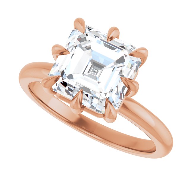 CATALINA Solitaire Asscher Engagement Ring with Talon Claws - 18K Rose Gold - View 5