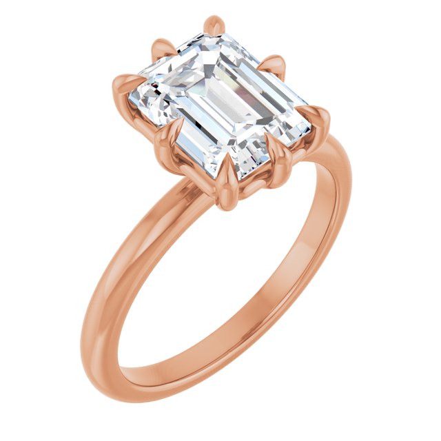 CATALINA Solitaire Emerald Engagement Ring with Talon Claws - 18K Rose Gold - View 1
