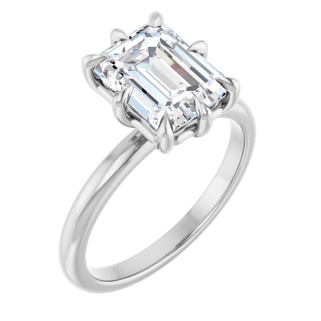 CATALINA Solitaire Emerald Engagement Ring with Talon Claws - Platinum - View 1