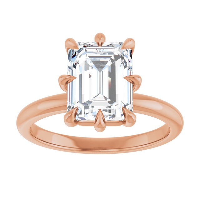 CATALINA Solitaire Emerald Engagement Ring with Talon Claws - 18K Rose Gold - View 3