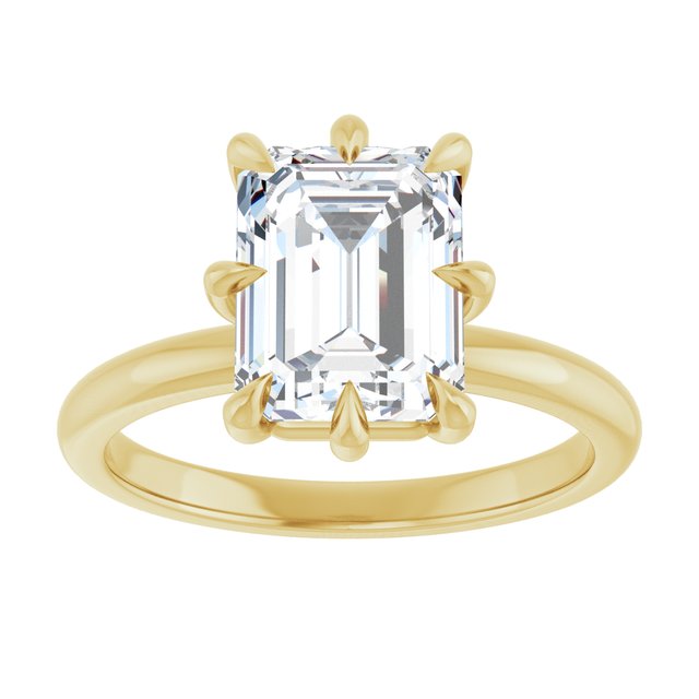 CATALINA Solitaire Emerald Engagement Ring with Talon Claws - 18K Yellow Gold - View 3