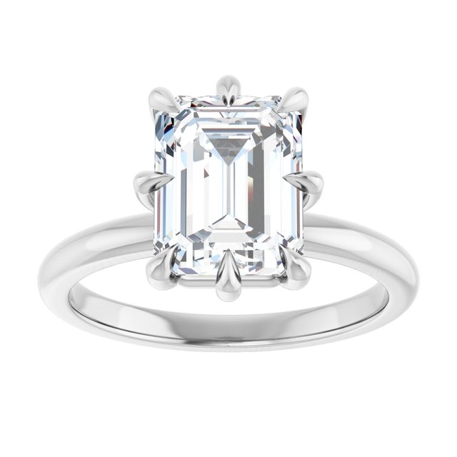 CATALINA Solitaire Emerald Engagement Ring with Talon Claws - Platinum - View 3