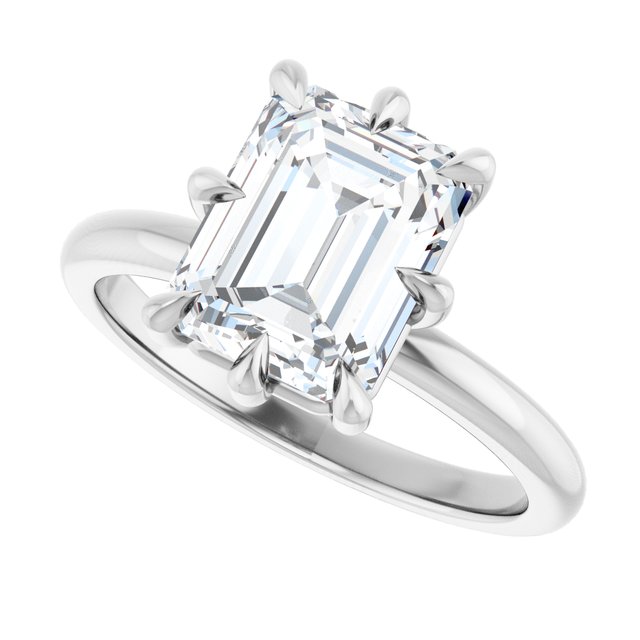 CATALINA Solitaire Emerald Engagement Ring with Talon Claws - Platinum - View 5