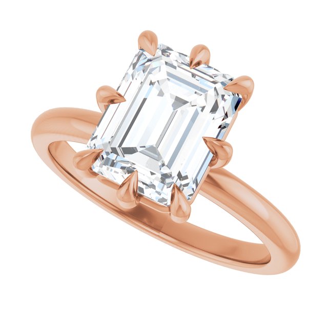 CATALINA Solitaire Emerald Engagement Ring with Talon Claws - 18K Rose Gold - View 5