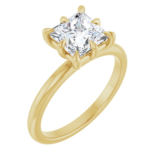 CATALINA Solitaire Square Engagement Ring with Talon Claws - 18K Yellow Gold - View 1