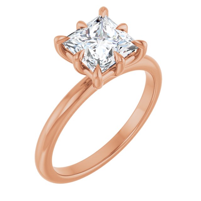 CATALINA Solitaire Square Engagement Ring with Talon Claws - 18K Rose Gold - View 1