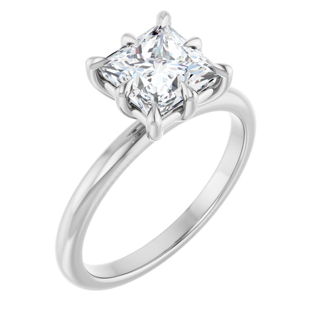 CATALINA Solitaire Square Engagement Ring with Talon Claws - Platinum - View 1