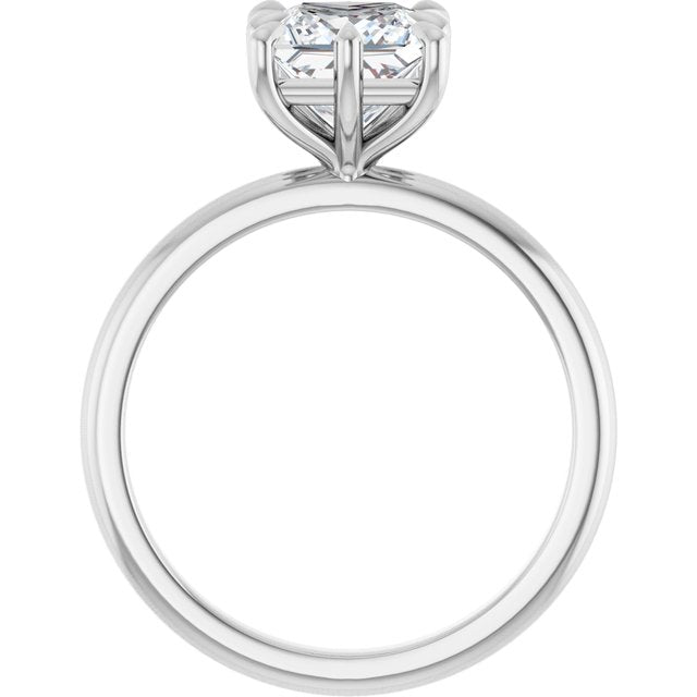 CATALINA Solitaire Square Engagement Ring with Talon Claws - Platinum - View 2
