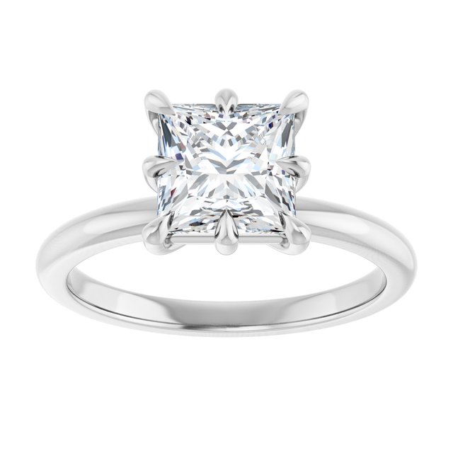 CATALINA Solitaire Square Engagement Ring with Talon Claws - Platinum - View 3