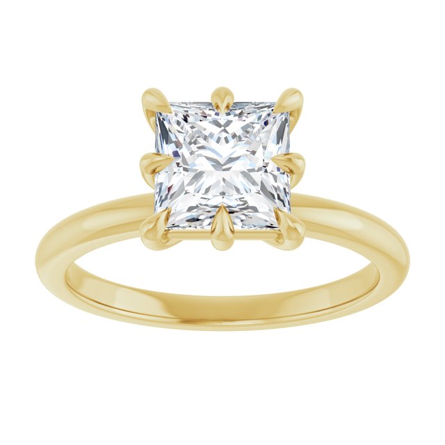 CATALINA Solitaire Square Engagement Ring with Talon Claws - 18K Yellow Gold - View 3