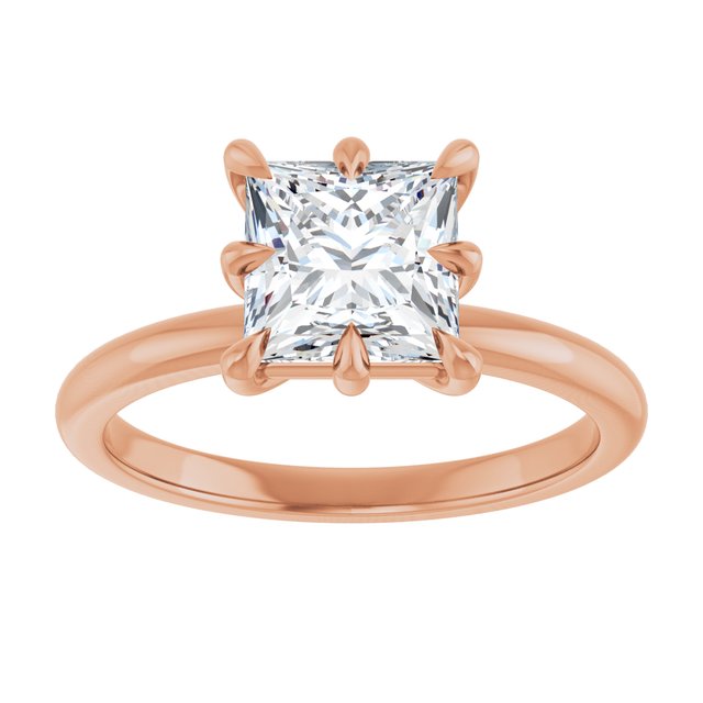 CATALINA Solitaire Square Engagement Ring with Talon Claws - 18K Rose Gold - View 3