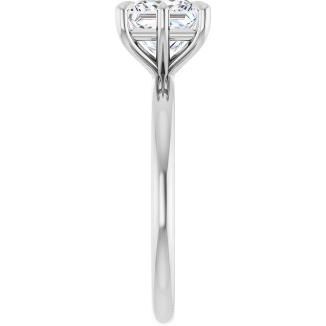 CATALINA Solitaire Square Engagement Ring with Talon Claws - Platinum - View 4