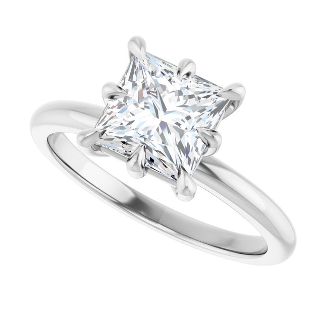 CATALINA Solitaire Square Engagement Ring with Talon Claws - Platinum - View 5