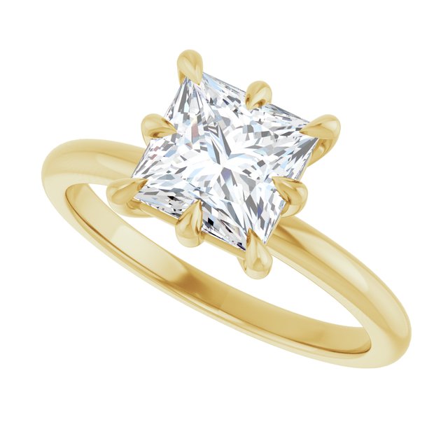 CATALINA Solitaire Square Engagement Ring with Talon Claws - 18K Yellow Gold - View 5