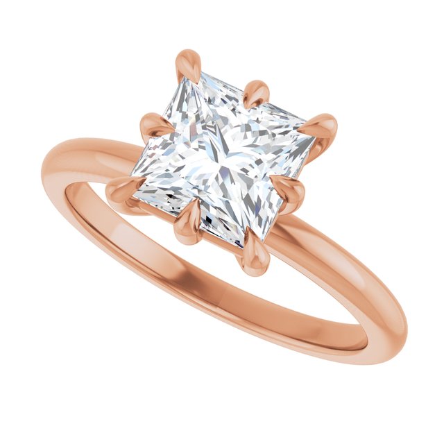 CATALINA Solitaire Square Engagement Ring with Talon Claws - 18K Rose Gold - View 5