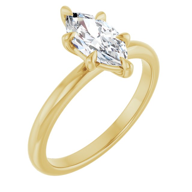 CATALINA Solitaire Marquise Engagement Ring with Talon Claws - 18K Yellow Gold - View 1