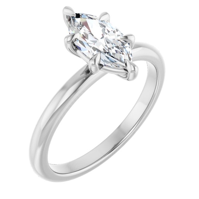 CATALINA Solitaire Marquise Engagement Ring with Talon Claws - Platinum - View 1