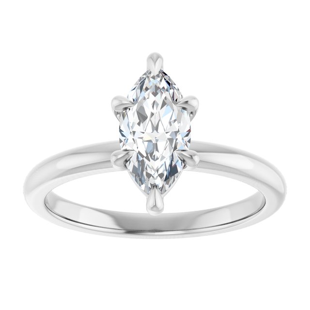 CATALINA Solitaire Marquise Engagement Ring with Talon Claws - Platinum - View 3