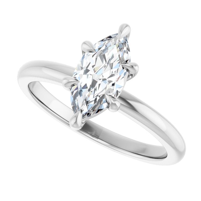 CATALINA Solitaire Marquise Engagement Ring with Talon Claws - Platinum - View 5