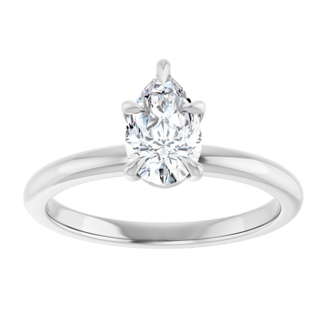 CATALINA Solitaire Pear Engagement Ring with Talon Claws - Platinum - View 3