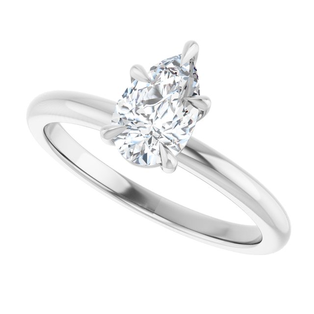 CATALINA Solitaire Pear Engagement Ring with Talon Claws - Platinum - View 5