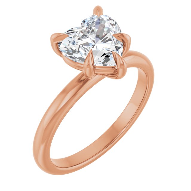 CATALINA Solitaire Heart Engagement Ring with Talon Claws - 18K Rose Gold - View 1