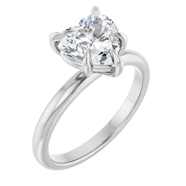 CATALINA Solitaire Heart Engagement Ring with Talon Claws - Platinum - View 1