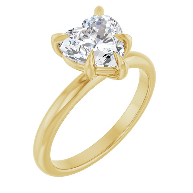 CATALINA Solitaire Heart Engagement Ring with Talon Claws - 18K Yellow Gold - View 1