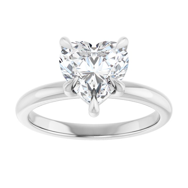 CATALINA Solitaire Heart Engagement Ring with Talon Claws - Platinum - View 3