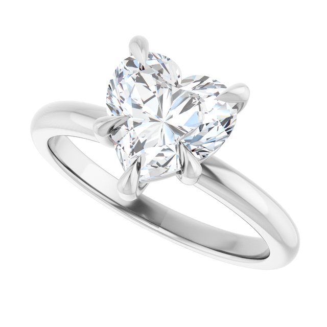 CATALINA Solitaire Heart Engagement Ring with Talon Claws - Platinum - View 5