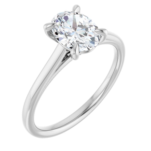 KORA Solitaire Oval Engagement Ring - Platinum - View 1