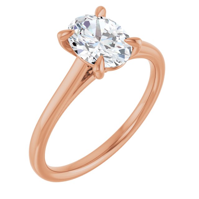 KORA Solitaire Oval Engagement Ring - 18K Rose Gold - View 1