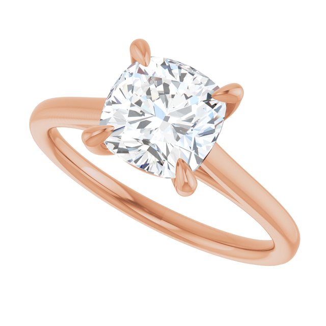 KORA Solitaire Cushion Engagement Ring - 18K Rose Gold - View 5