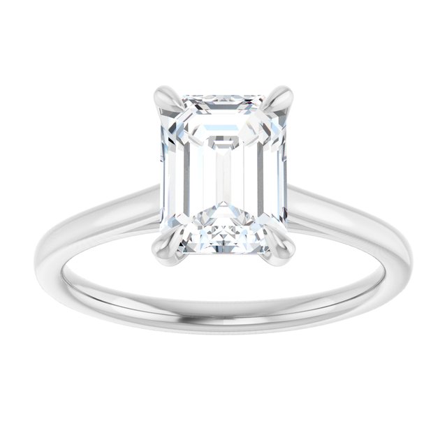 KORA Solitaire Emerald Engagement Ring - Platinum - View 3