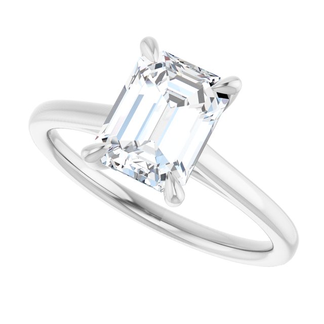 KORA Solitaire Emerald Engagement Ring - Platinum - View 5