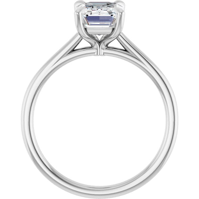 KORA Solitaire Emerald Engagement Ring - Platinum - View 2