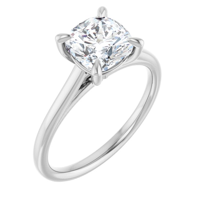 KORA Solitaire Cushion Engagement Ring - Platinum - View 1