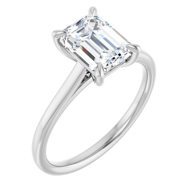 KORA Solitaire Emerald Engagement Ring - Platinum - View 1