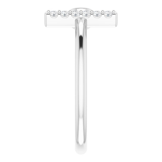 10K White Lab-Grown Emerald &amp; .05 CTW Natural Diamond Bar Ring Jewelry