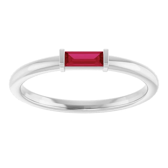10K White 1/10 CTW Lab-Grown Diamond Stackable Ring