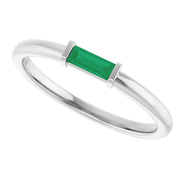 10K White 1/10 CTW Lab-Grown Diamond Stackable Ring