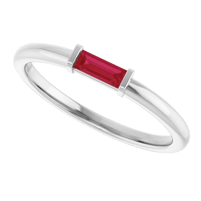 10K White 1/10 CTW Lab-Grown Diamond Stackable Ring