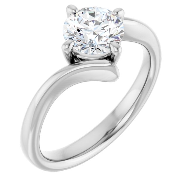 ANNE Solitaire Round Engagement Ring with Sweeping Band - Platinum - View 1